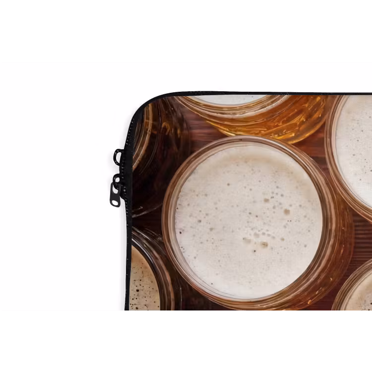 Eten - Glazen - Drank - Patroon - Bruin laptophoes neopreen klein -detail