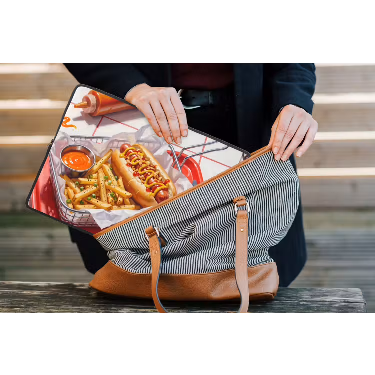 Eten - Hotdog - Fastfood - Modern - Rood laptophoes neopreen klein -tas