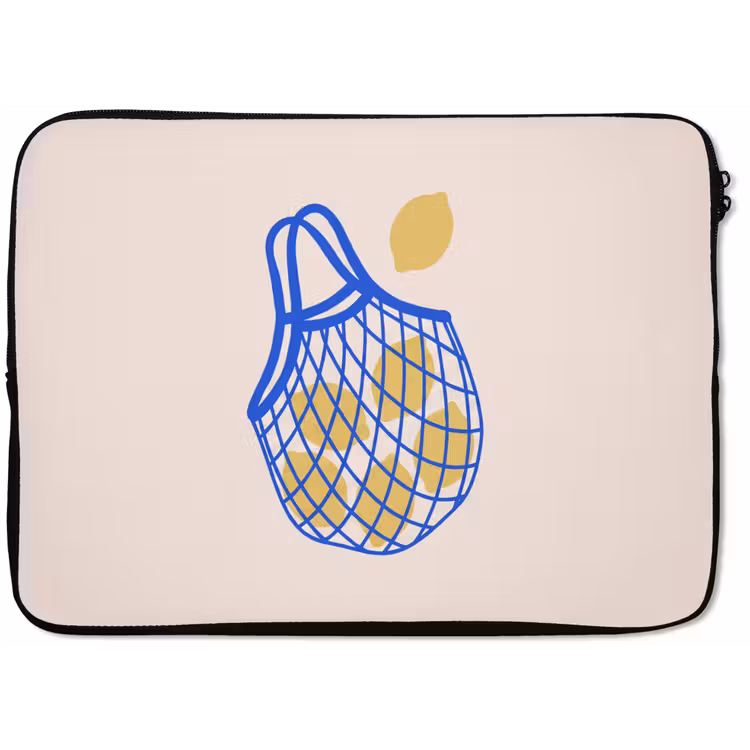 Eten - Citroen - Boodschappen - Abstract - Geel - Blauw laptophoes neopreen klein -zkaufland3dotto