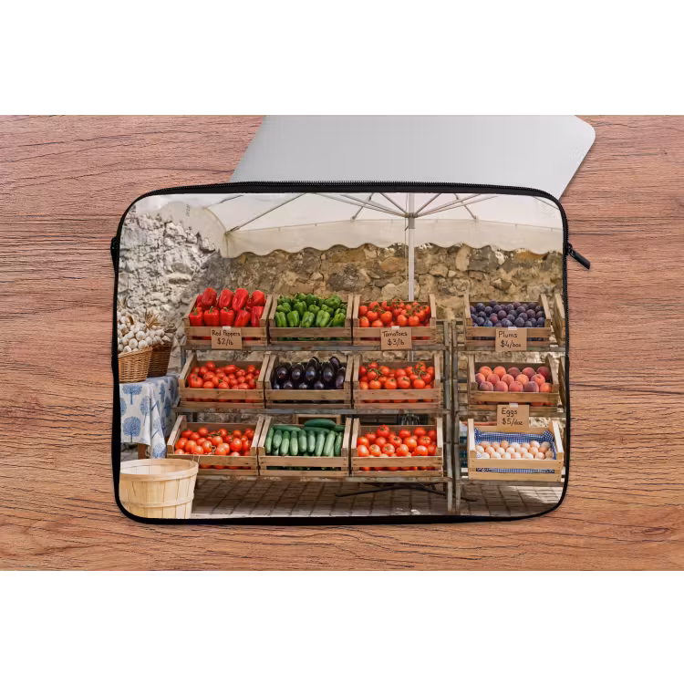 Laptop Sleeve - Food - Market - Fresh - Eten - Markt - Vers laptophoes neopreen klein