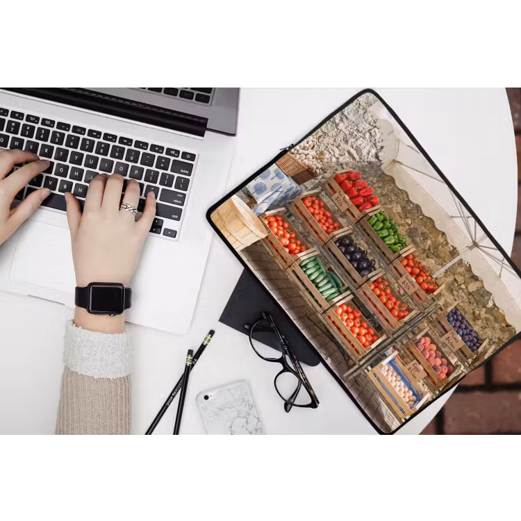 Laptop Sleeve - Food - Market - Fresh - Eten - Markt - Vers laptophoes neopreen klein