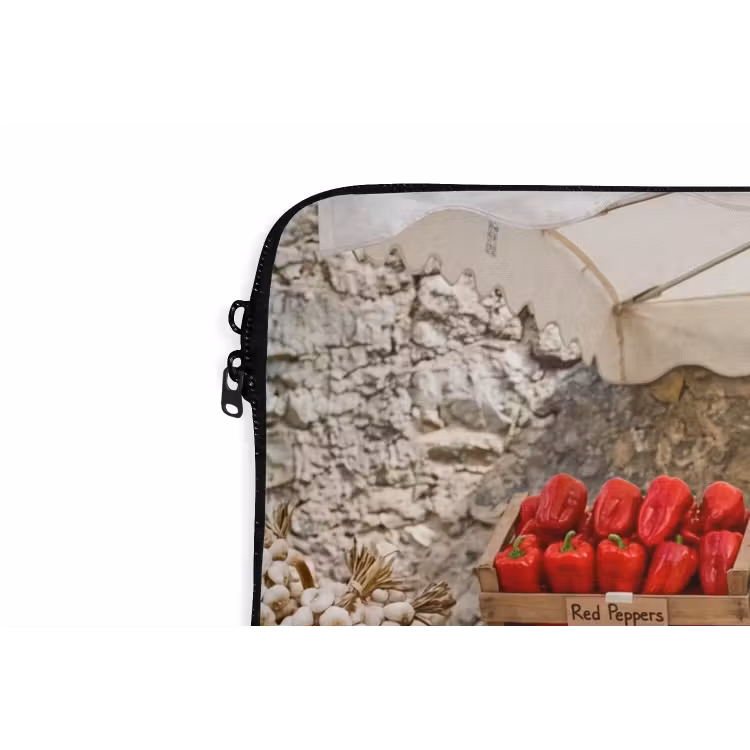 Laptop Sleeve - Food - Market - Fresh - Eten - Markt - Vers laptophoes neopreen klein