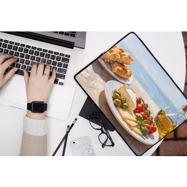 Eten - Middellandse Zee - Natuur - Geschilderd laptophoes neopreen klein -bureau