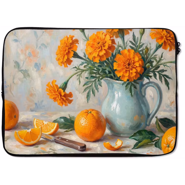 Laptop Sleeve - Food - Orange - Art - Eten - Oranje - Kunst laptophoes neopreen klein