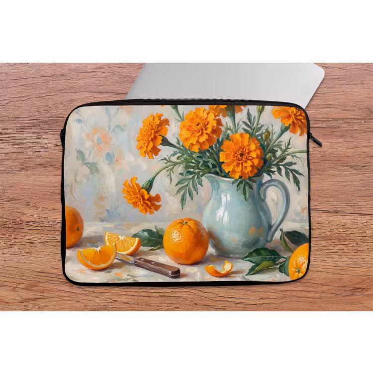 Laptop Sleeve - Food - Orange - Art - Eten - Oranje - Kunst laptophoes neopreen klein