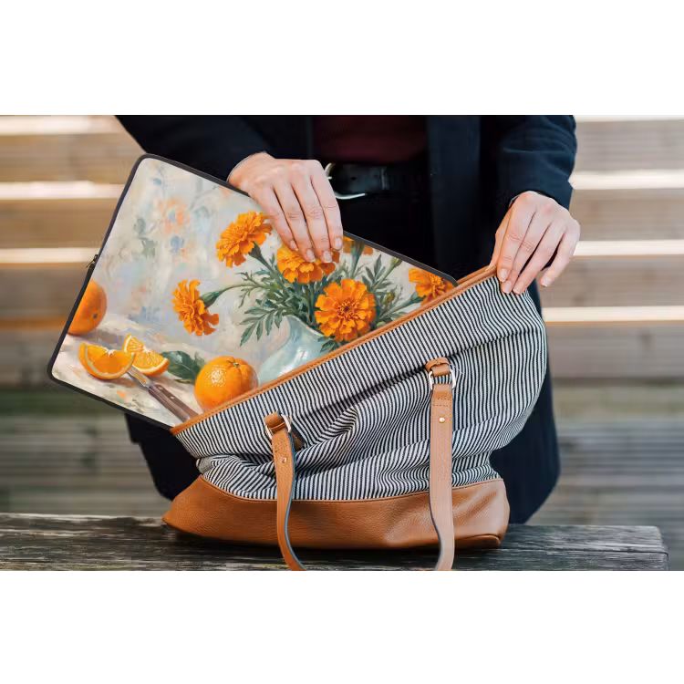 Laptop Sleeve - Food - Orange - Art - Eten - Oranje - Kunst laptophoes neopreen klein