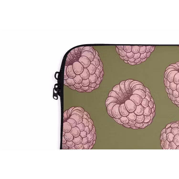 Eten - Patroon - Illustratie - Roze - Groen laptophoes neopreen klein -detail