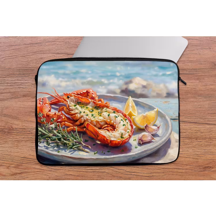 Eten - Zee - Kust - Modern - Blauw laptophoes neopreen klein -tafel