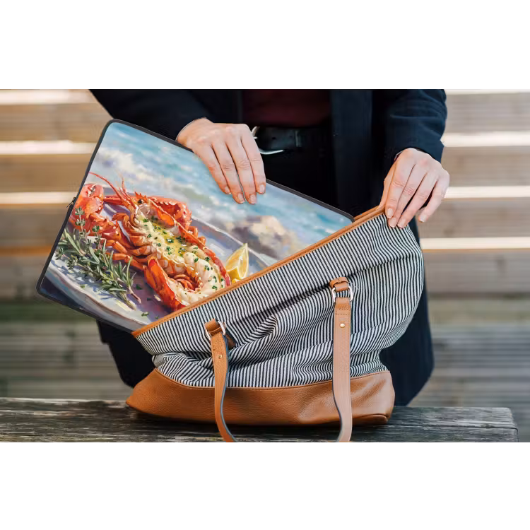 Eten - Zee - Kust - Modern - Blauw laptophoes neopreen klein -tas