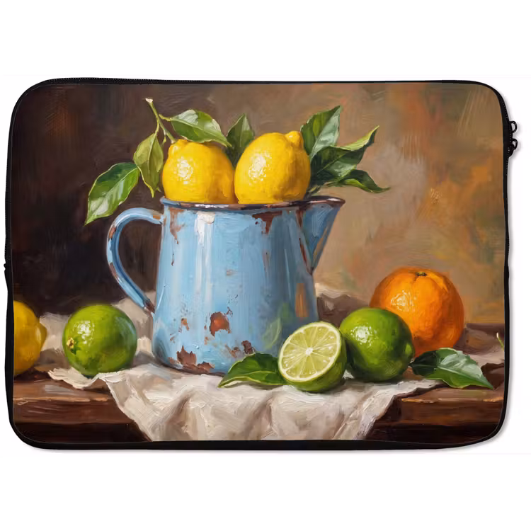 Laptop Sleeve - Food - Still Life - Classical - Eten - Stilleven - Klassiek laptophoes neopreen klein