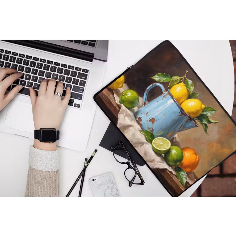 Laptop Sleeve - Food - Still Life - Classical - Eten - Stilleven - Klassiek laptophoes neopreen klein