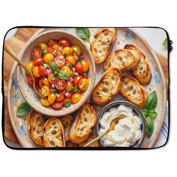 Eten - Tomaat - Brood - Kleurrijk - Keuken laptophoes neopreen klein -zkaufland3dotto