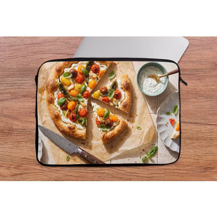 Eten - Tomaten - Basilicum - Maaltijd - Vers laptophoes neopreen klein -tafel