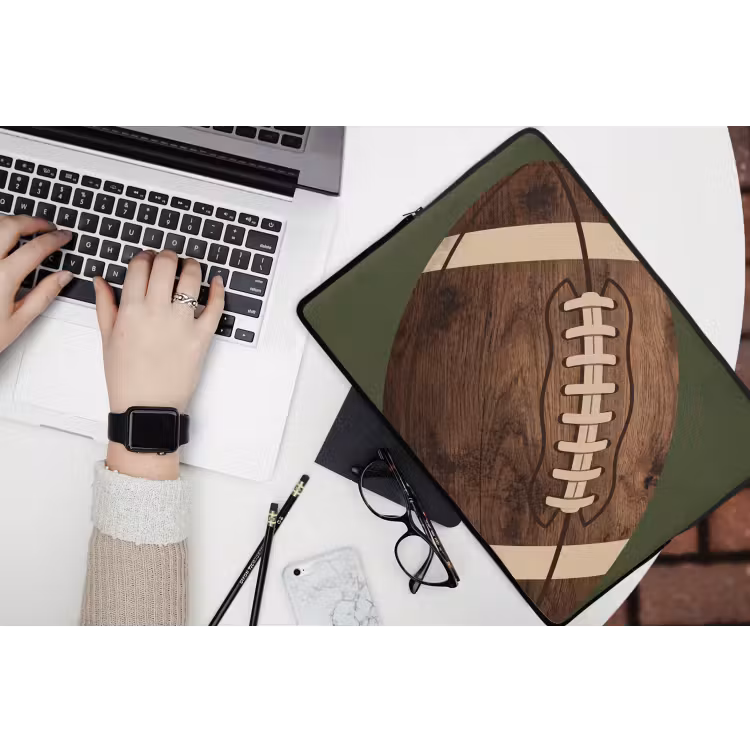 Football - Hout - Sport - Groen laptophoes neopreen klein -bureau