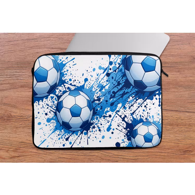 Voetballen - Verf - Sport - Blauw laptophoes neopreen klein -tafel