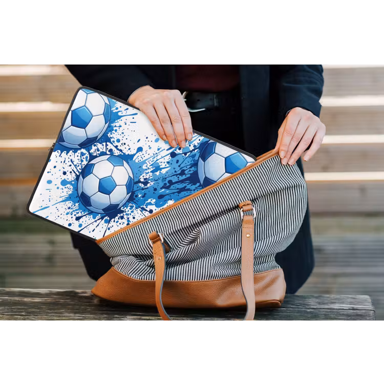 Voetballen - Verf - Sport - Blauw laptophoes neopreen klein -tas
