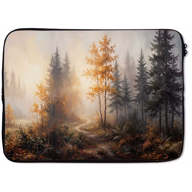 Bospad - Herfstbladeren - Natuur - Schilderachtig - Oranje laptophoes neopreen klein -zkaufland3dotto