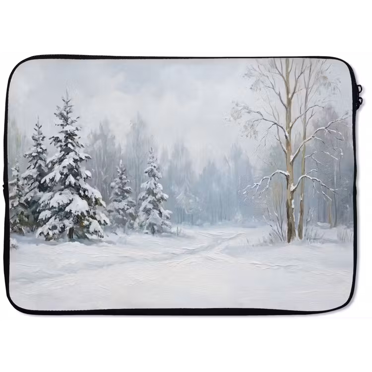 Bospad - Dennen - Sneeuw - Winter - Rustgevend laptophoes neopreen klein -zkaufland3dotto