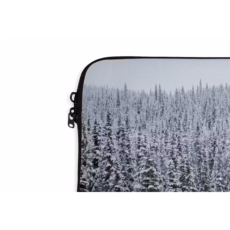 Bos - Reflectie - Meer - Winter - Serene laptophoes neopreen klein -detail