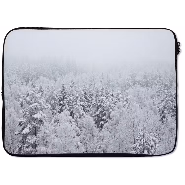 Bos - Sneeuw - Winter - Natuur - Wit laptophoes neopreen klein -zkaufland3dotto