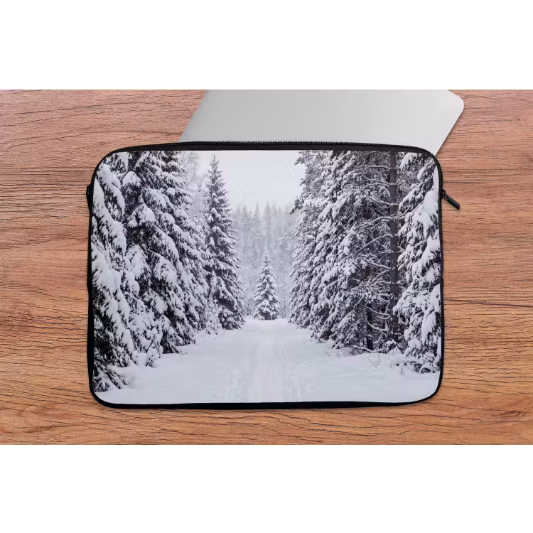 Bos - Winter - Sneeuw - Pad - Natuur laptophoes neopreen klein -tafel