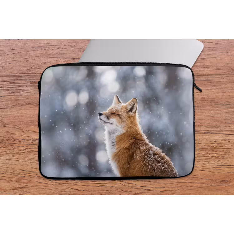 Vos - Sneeuwval - Portret - Winter - Sfeervol laptophoes neopreen klein -tafel