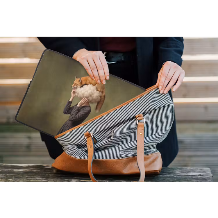 Vos - Surrealistisch - Groen laptophoes neopreen klein -tas