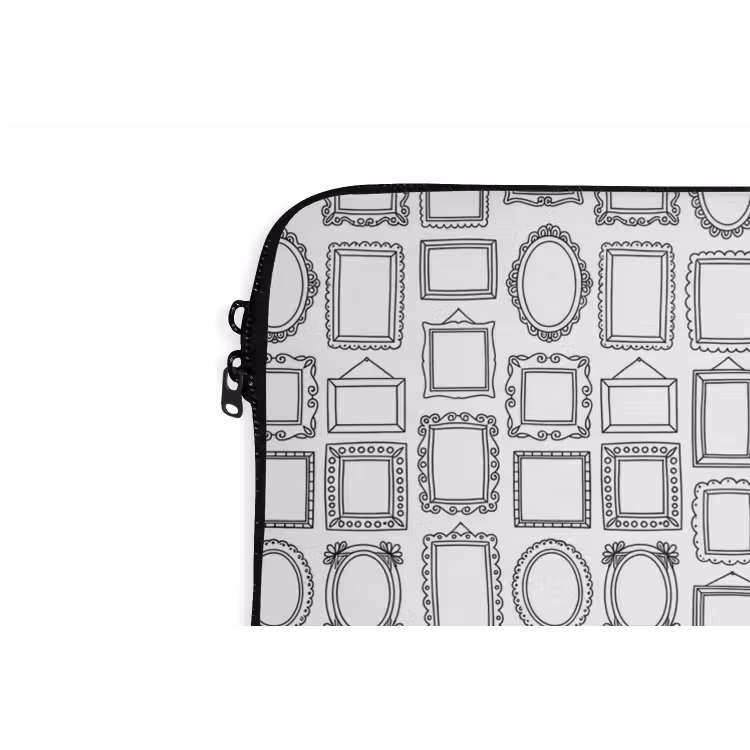 Lijsten - Patroon - Decoratie - Schets - Zwart-wit laptophoes neopreen klein -detail