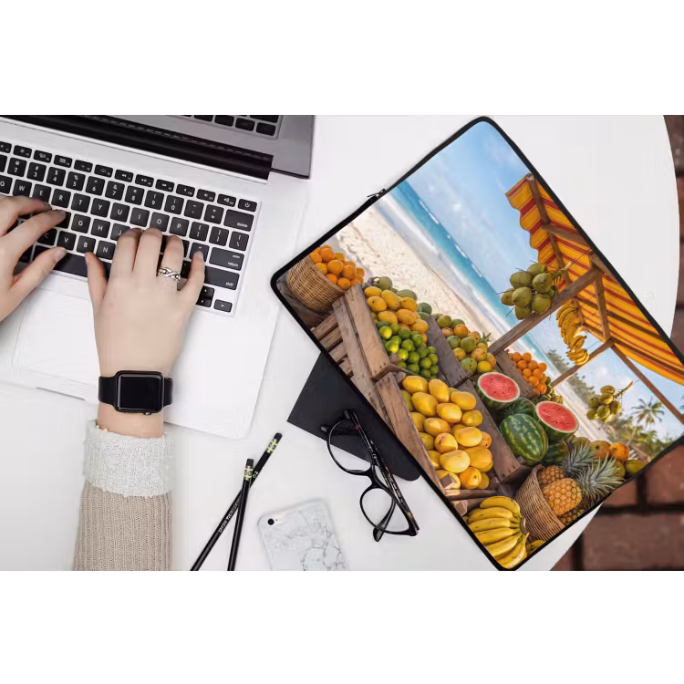 Laptop Sleeve - Fruit - Beach - Tropical - Fruit - Strand - Tropisch laptophoes neopreen klein