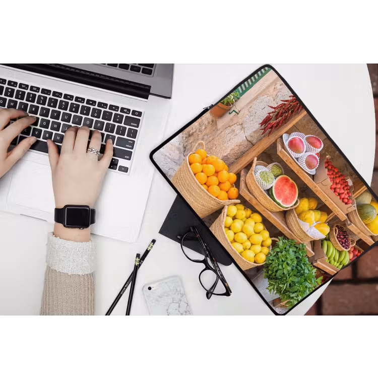 Laptop Sleeve - Fruit - Market - Fresh - Fruit - Markt - Vers laptophoes neopreen klein