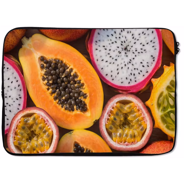 Fruit - Geopend - Tropisch - Eten - Kleurrijk laptophoes neopreen klein -zkaufland3dotto