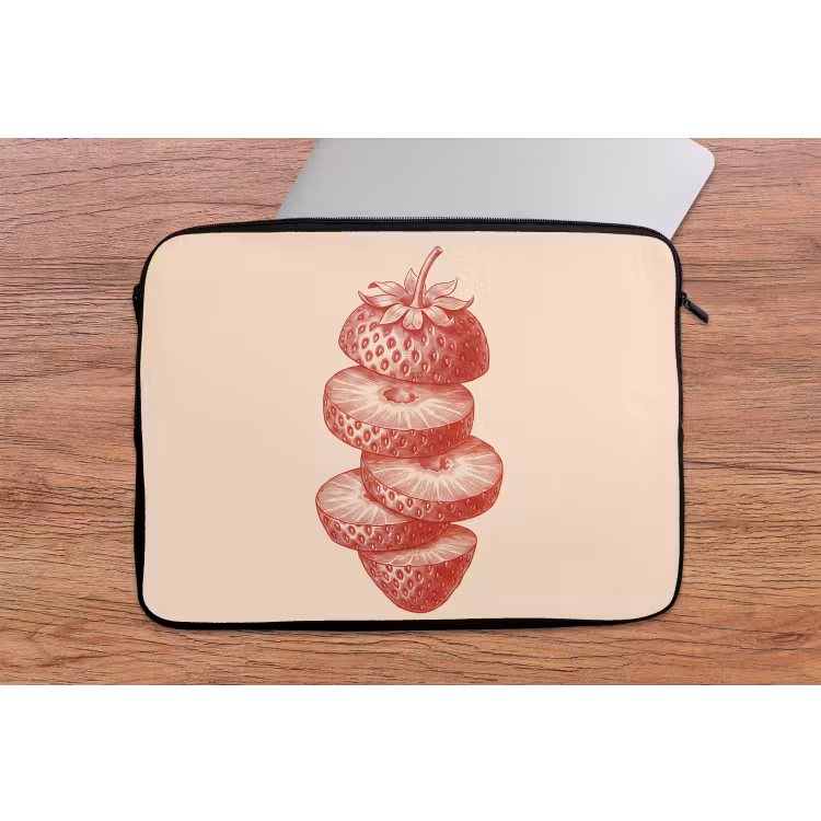 Fruit - Gesneden - Illustratie - Rood - Vintage laptophoes neopreen klein -tafel