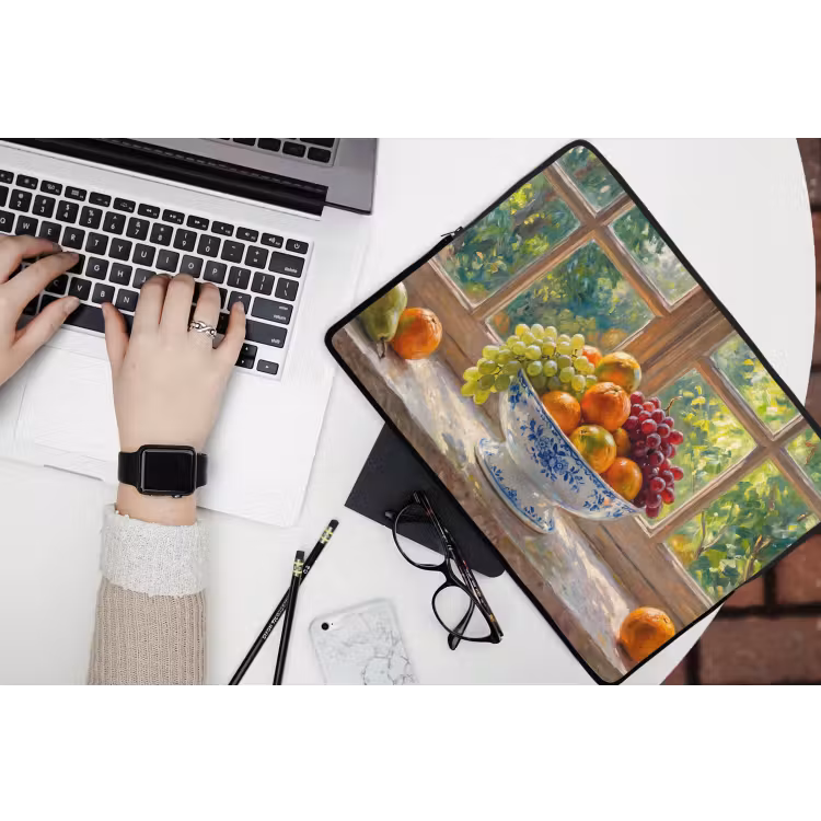 Laptop Sleeve - Fruit - Windowsill - Nature - Fruit - Vensterbank - Natuur laptophoes neopreen klein