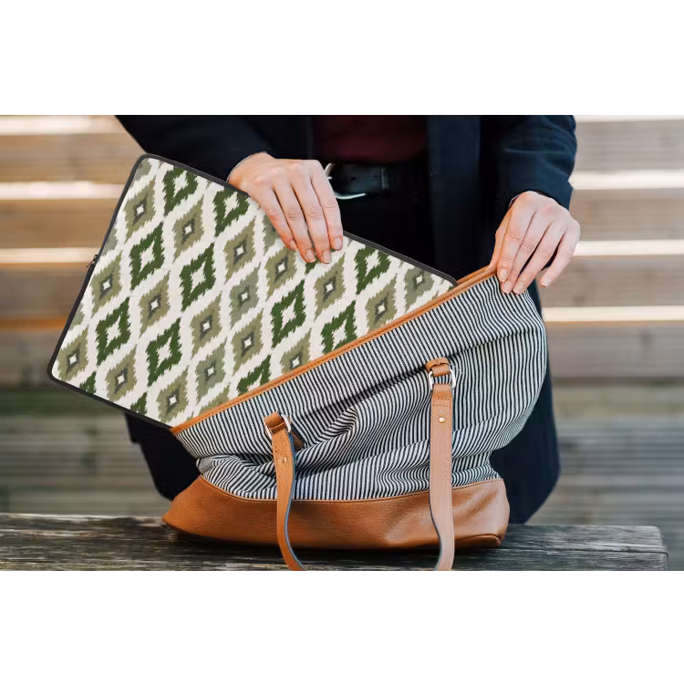 Geografisch - Ruitmotief - Groen laptophoes neopreen klein 279 -tas