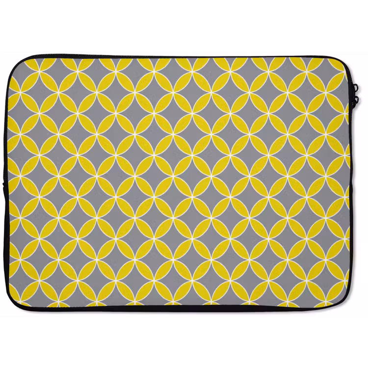 Geometrisch - Cirkels - Modern - Grijs - Geel laptophoes neopreen klein 279 -zkaufland3dotto