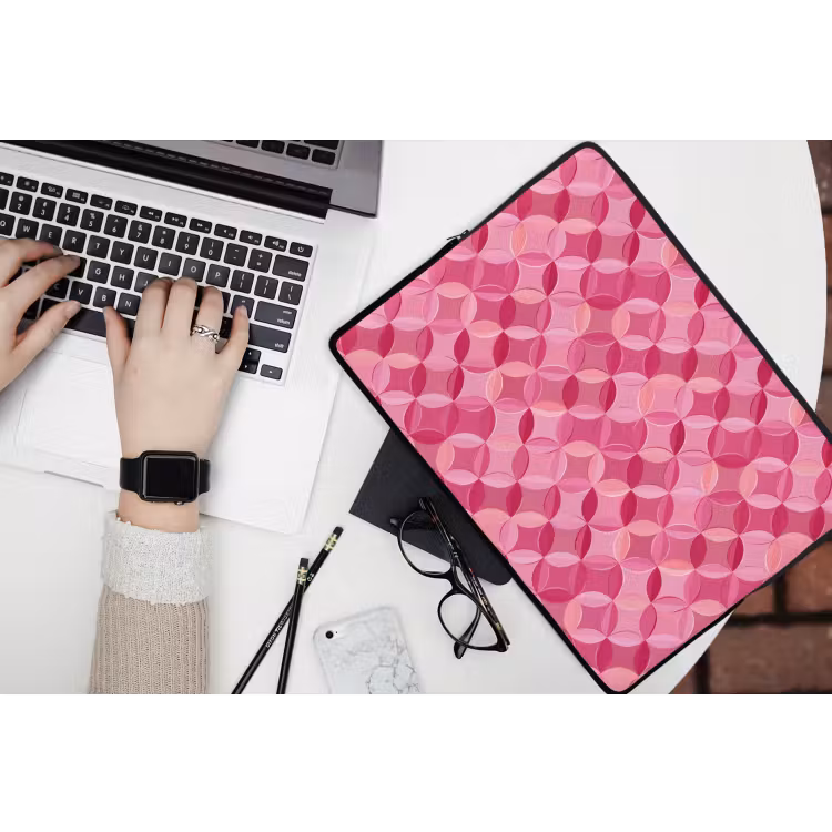 Geometrisch - Mozaïek - Modern - Roze laptophoes neopreen klein 279 -bureau