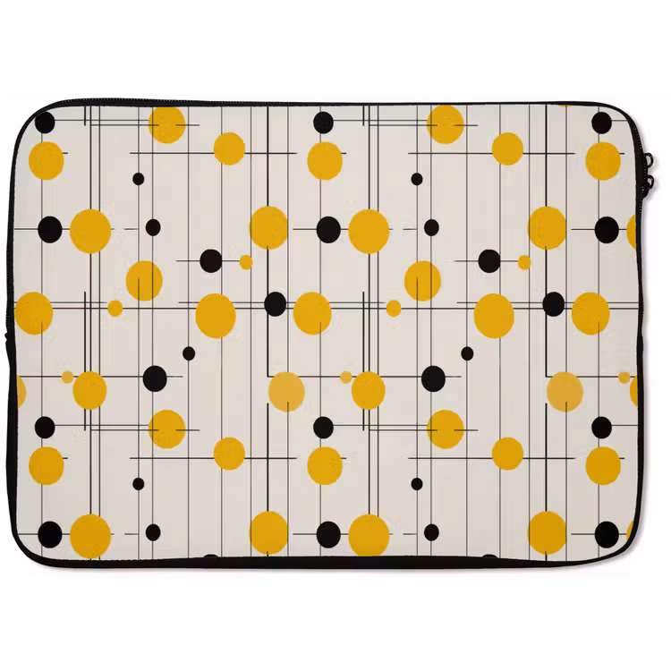 Geometrisch - Retro - Lijnen - Okergeel - Zwart laptophoes neopreen klein 279 -zkaufland3dotto