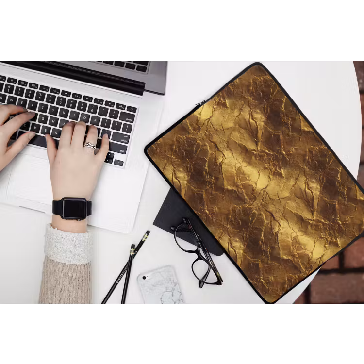Bladgoud - Textuur - Goud laptophoes neopreen klein 279 -bureau