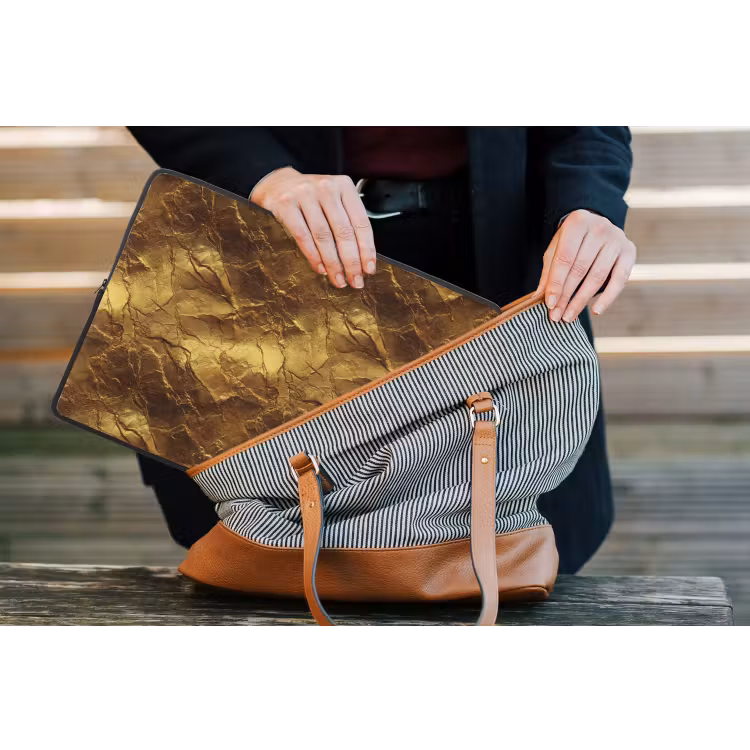 Bladgoud - Textuur - Goud laptophoes neopreen klein 279 -tas