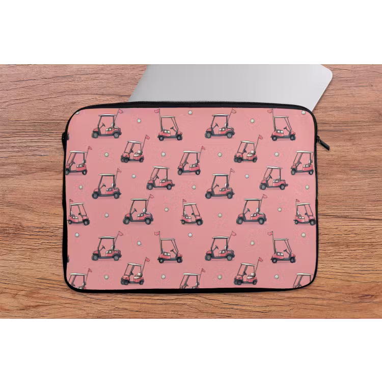 Golfkar - Retro - Roze laptophoes neopreen klein 279 -tafel