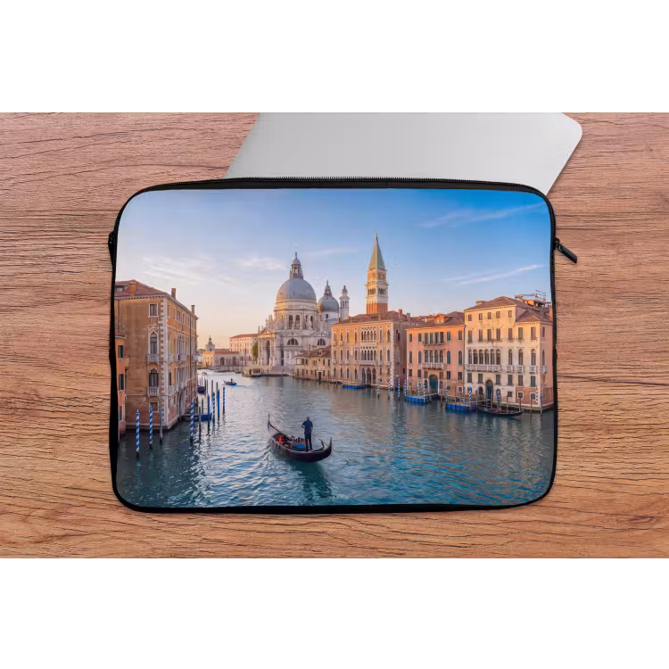 Gondel - Venetië - Kanaal - Stadsgezicht - Avondlicht laptophoes neopreen klein -tafel