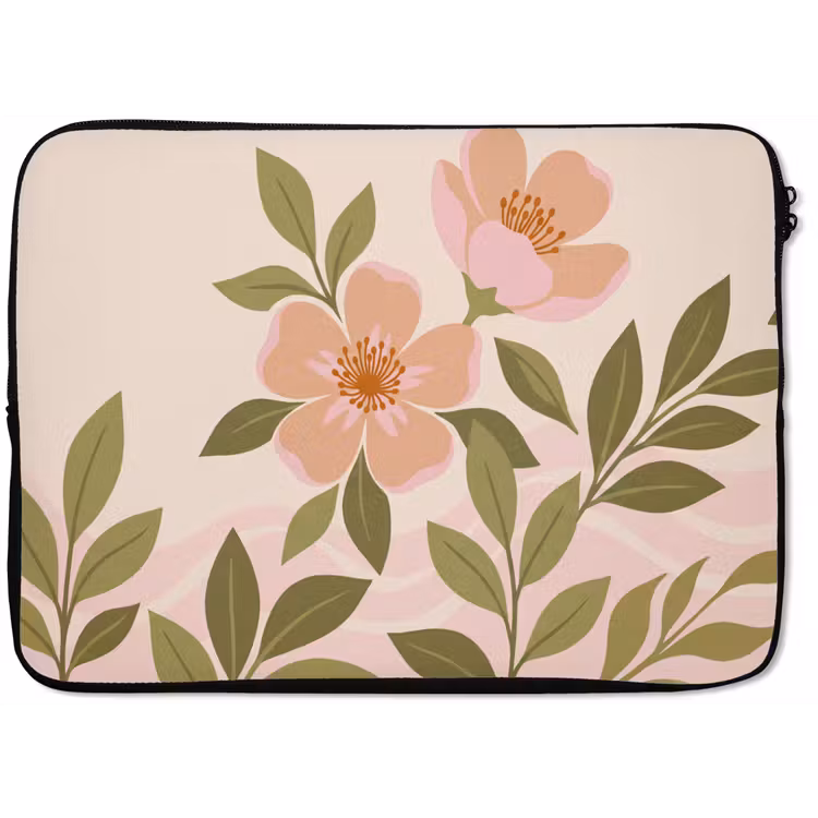 Grafisch - Bloemen - Roze laptophoes neopreen klein -zkaufland3dotto