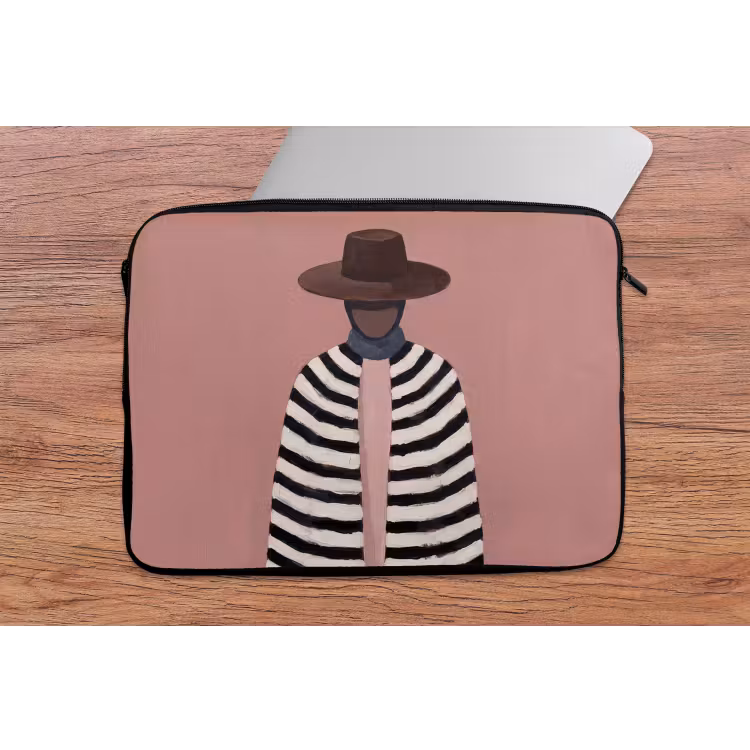 Grafisch - Vrouw - Roze laptophoes neopreen klein -tafel