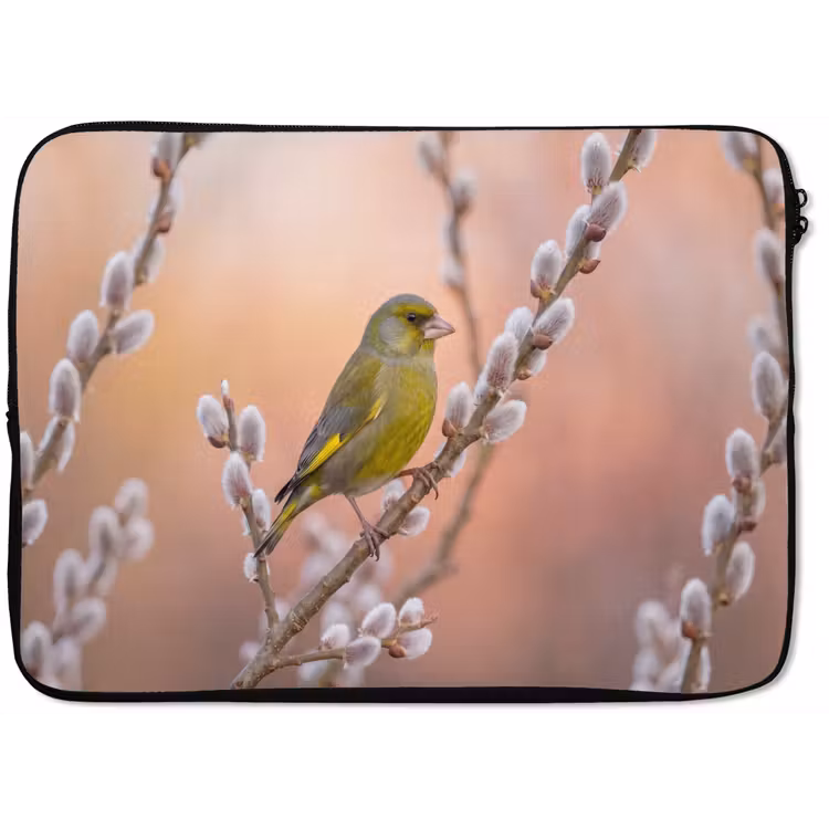 Groenling - Katjes - Lente - Natuur - Zacht laptophoes neopreen klein -zkaufland3dotto