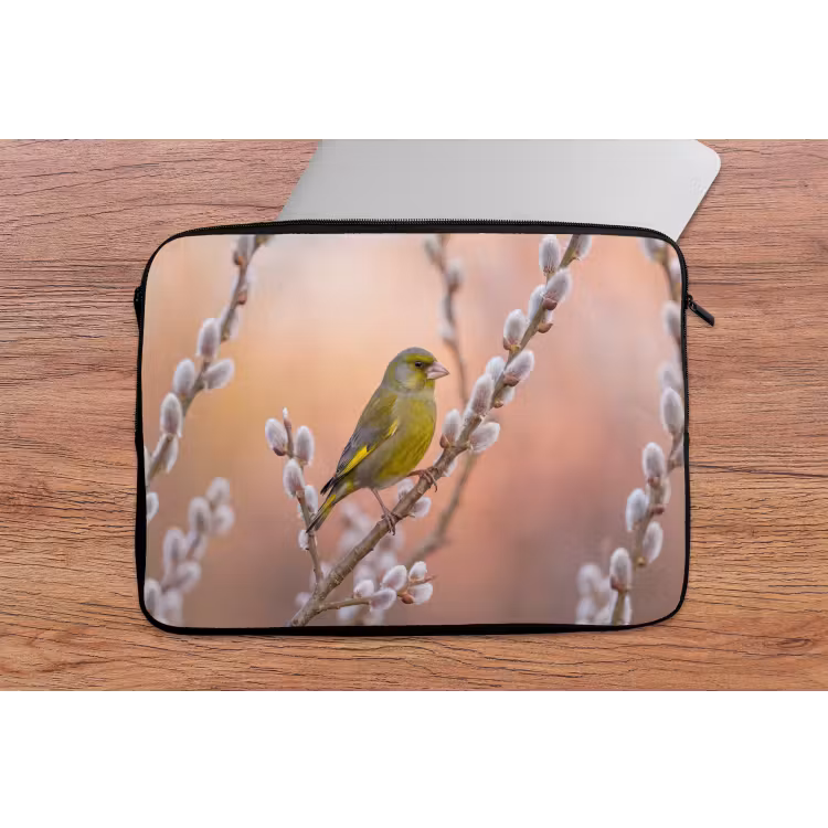Groenling - Katjes - Lente - Natuur - Zacht laptophoes neopreen klein -tafel