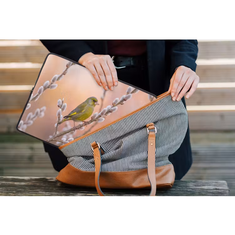 Groenling - Katjes - Lente - Natuur - Zacht laptophoes neopreen klein -tas