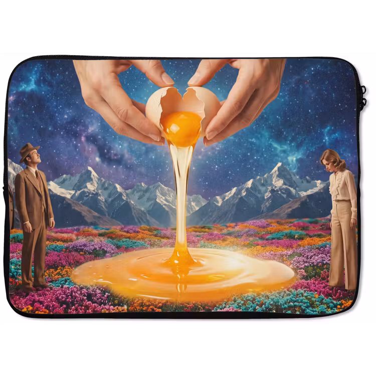 Laptop Sleeve - Hands - Egg - Surrealism - Handen - Ei - Surrealisme laptophoes neopreen klein