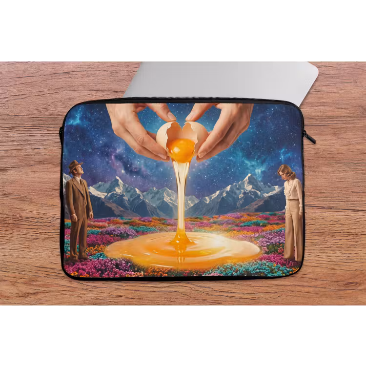 Laptop Sleeve - Hands - Egg - Surrealism - Handen - Ei - Surrealisme laptophoes neopreen klein