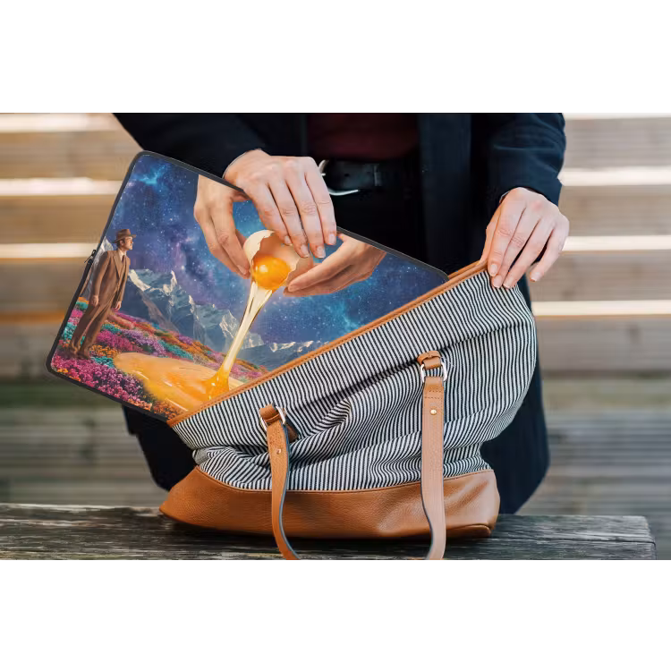 Laptop Sleeve - Hands - Egg - Surrealism - Handen - Ei - Surrealisme laptophoes neopreen klein