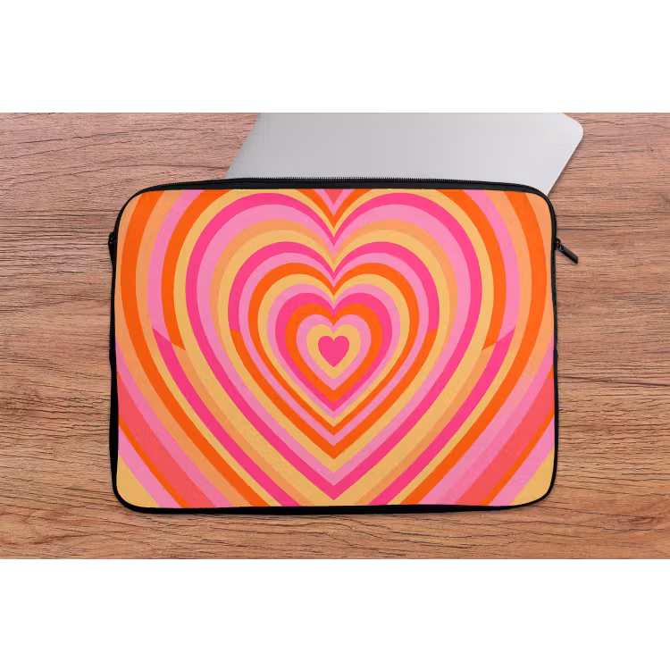 Hart - Concentrisch - Abstract - Liefde - Kleurrijk laptophoes neopreen klein -tafel